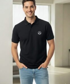 MAS VIBE Men's Premium Athleisure Polo T-Shirt - Sky Blue & Classic Black