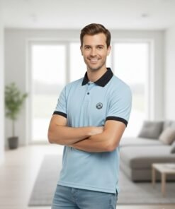 MAS VIBE Men's Premium Sky Blue Polo T-Shirt - Active Wear Edition